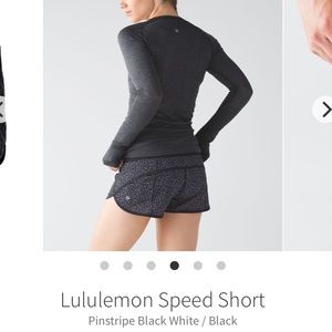 **SOLD** Lululemon speed short Black pinstripe
